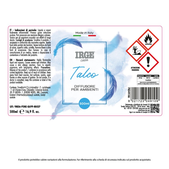 EBQ DIFFUSORE RICARICA 500 ML TALCO