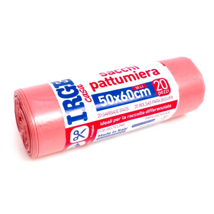CDR SACCHI PATT.20PZ 50X60 ROSA 30LT 30 LT