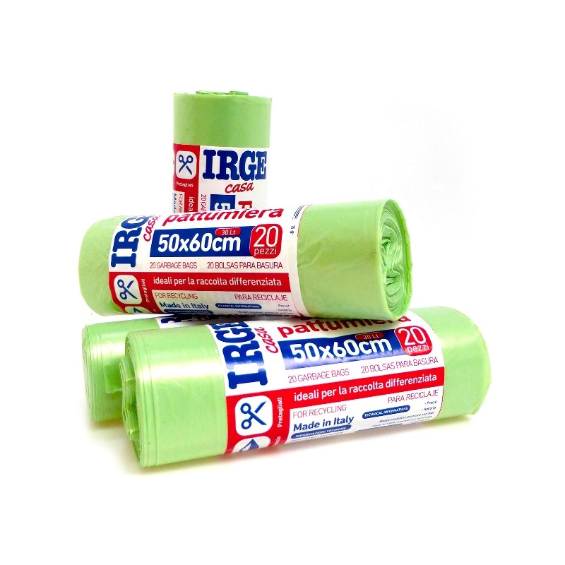 CDV SACCHI PATT.20PZ 50X60 VERDE 30LT