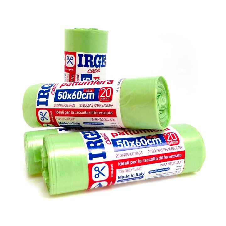 CDV SACCHI PATT.20PZ 50X60 VERDE 30LT