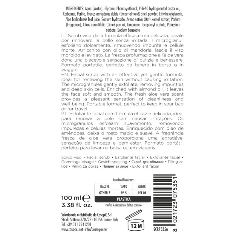 BDT SCRUB VISO ALOE E OLIO DI MANDORLE