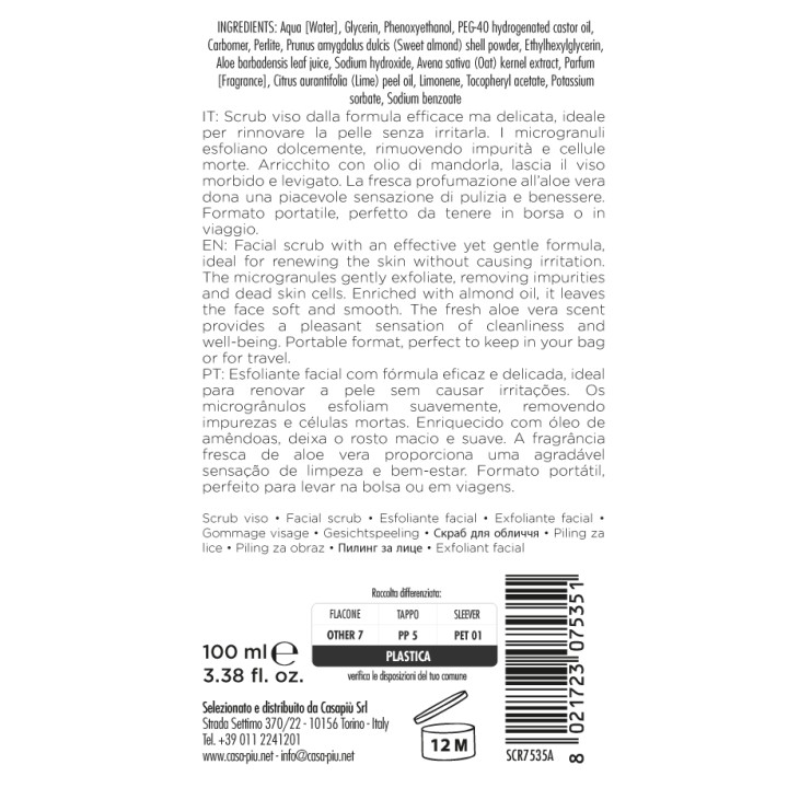 BDT SCRUB VISO ALOE E OLIO DI MANDORLE