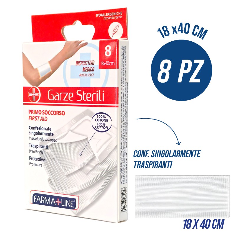 BMP COMPRESSE GARZA COTONE 18X40CM 8PZ