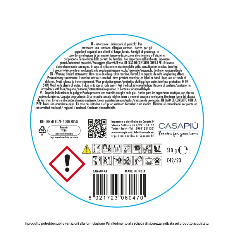 EDT CANDELA WINTER SPICES 510GR