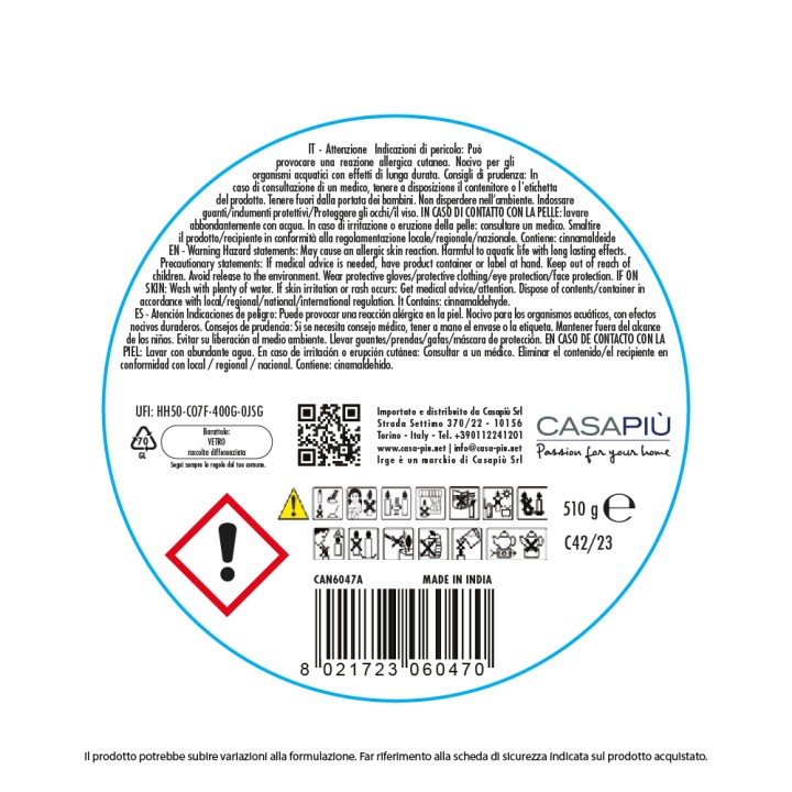 EDT CANDELA WINTER SPICES 510GR