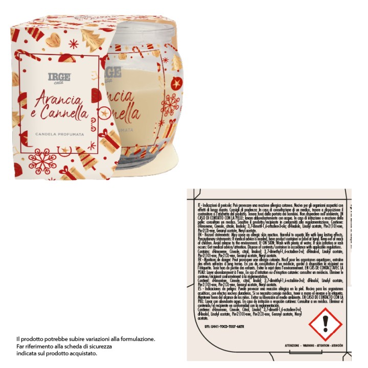 BOA CANDELA PROF ROTONDA 70GR NATALE ARANCIA E CANNELLA + ROSSO NAT