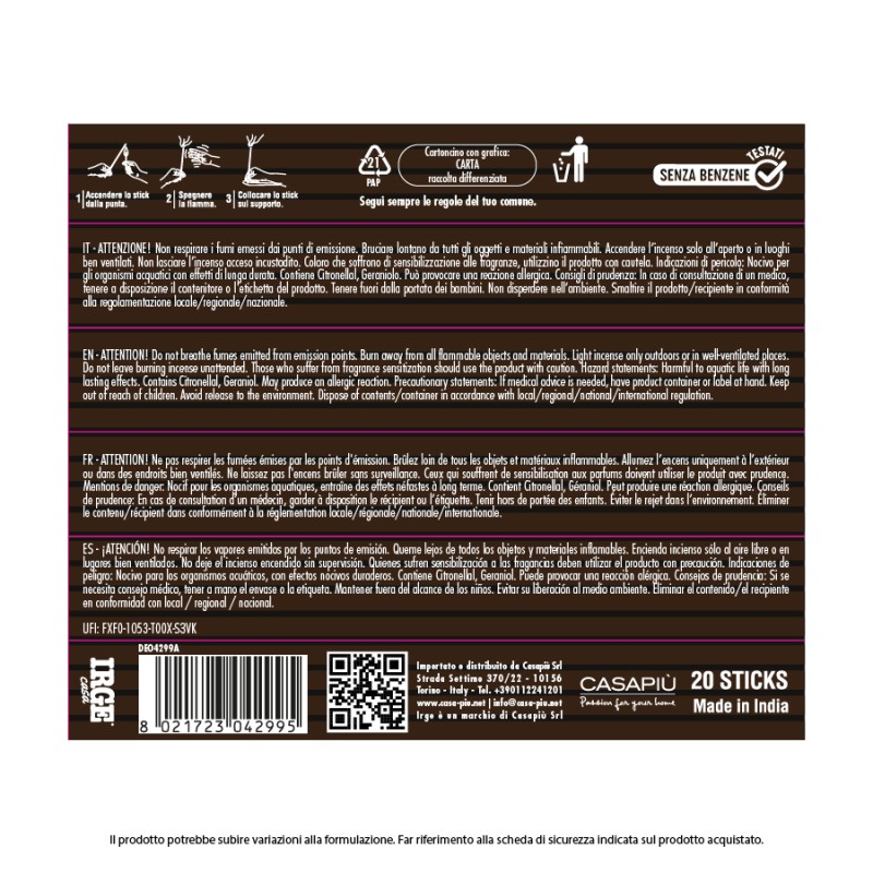 BFA INCENSO LAVANDA 20 STICK