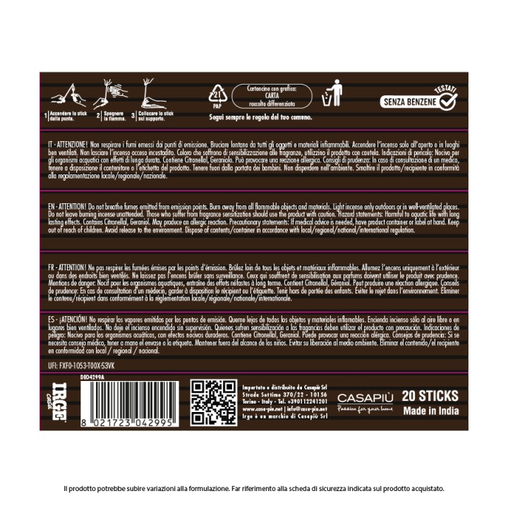 BFA INCENSO LAVANDA 20 STICK
