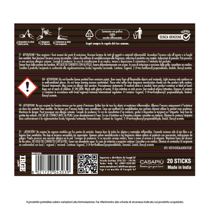 ADX INCENSO GELSOMINO 20 STICK