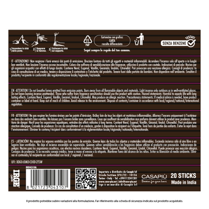 ADV INCENSO FELICITA' 20 STICK