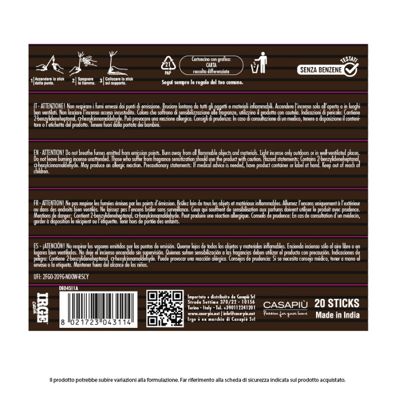 BFQ INCENSO PENSIERI POSITIVI 20 STICK