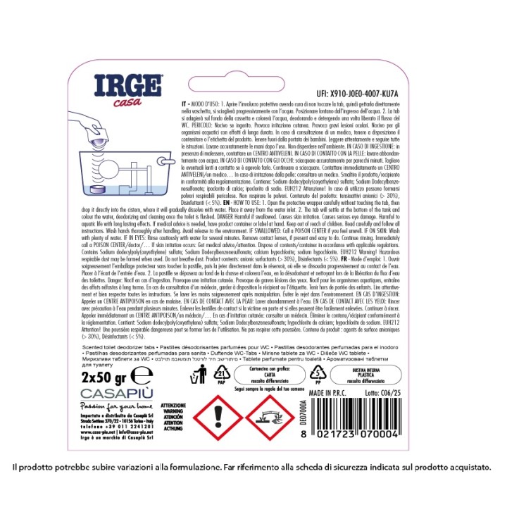 CAD DEO WC TABS CON CANDEGGINA 2PZX50GR