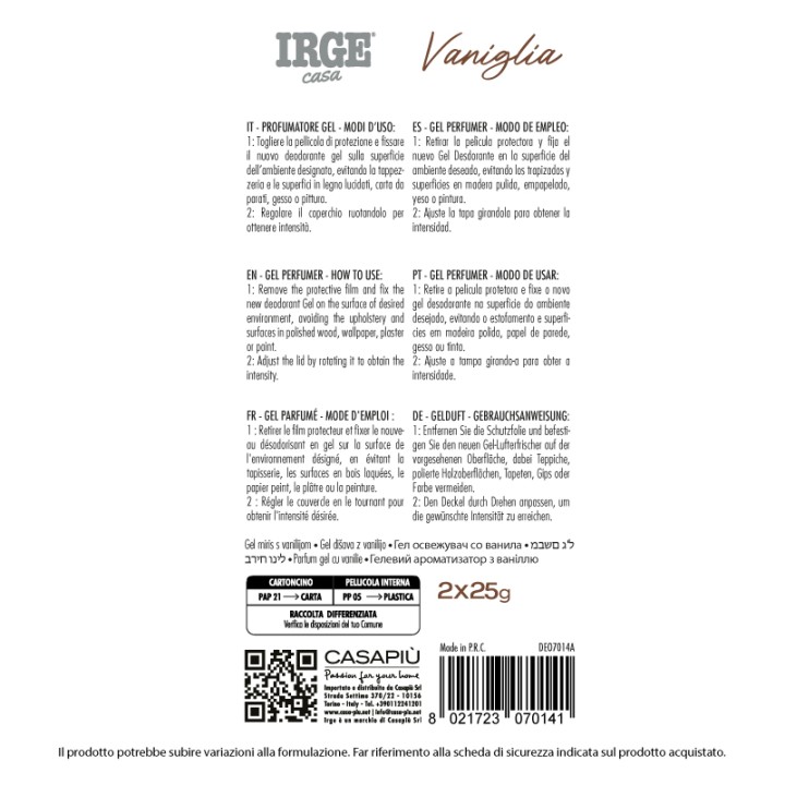 BMP DEODORANTE IRGE GEL 2PZ VANILLA