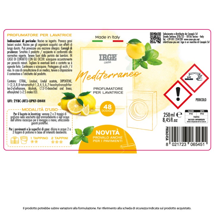 AGP PROFUMO LAVATRICE 250ML MEDITERRA