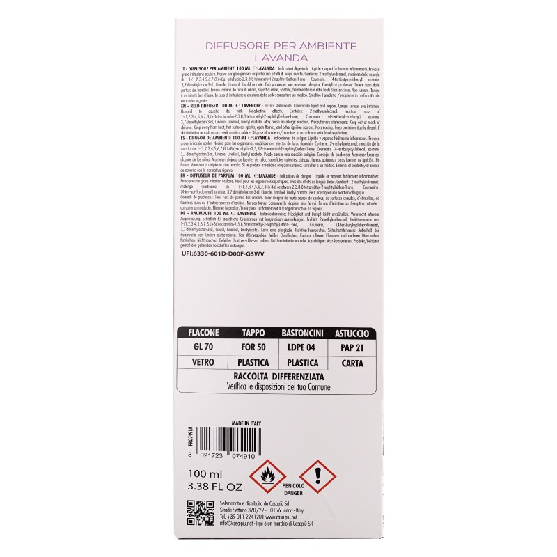 CGD DIFF CUBO 100ML MAIOLICHE LAVANDA CON BASTONCINI