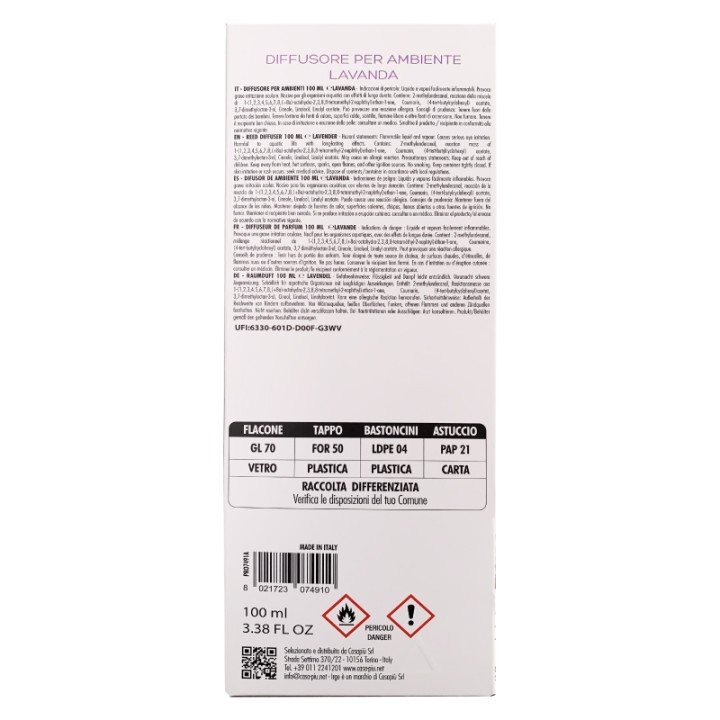 CGD DIFF CUBO 100ML MAIOLICHE LAVANDA CON BASTONCINI