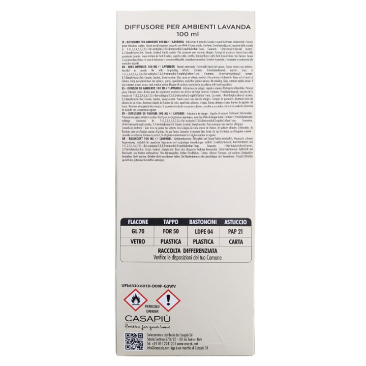 CGJ DIFF CUBO 100ML NATURAL LAVANDA BASTONCINI