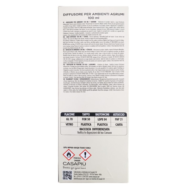 CGH DIFF CUBO 100ML NATURAL AGRUMI BASTONCINI