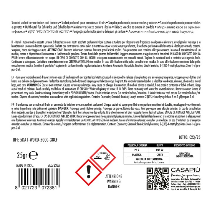 AAB SACCHETTO PROFUMATO 15X15CM LAVANDA