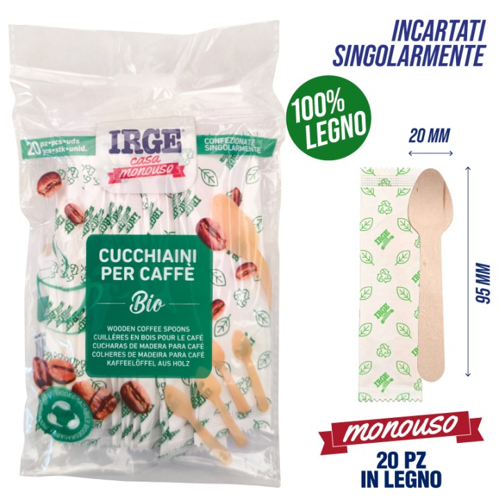 ABJ CUCCHIAINI CAFFE' LEGNO 20PZ 9.5CM