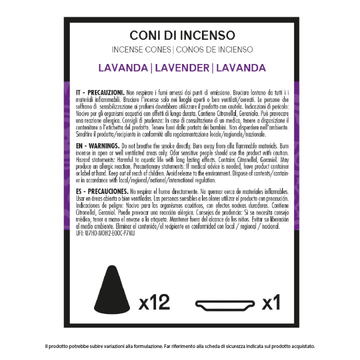 BMR CONO INCENSO 12 PZ LAVANDA