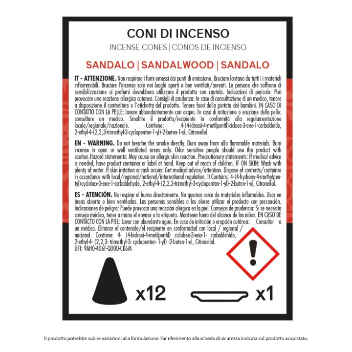 BMX CONO INCENSO 12 PZ SANDALO