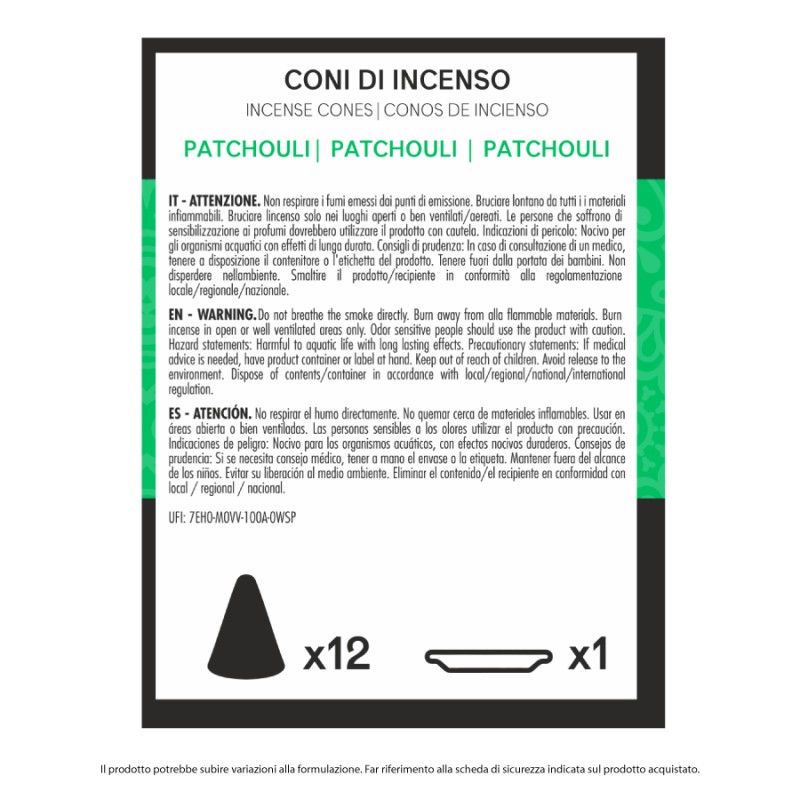 BMV CONO INCENSO 12 PZ PATCHOULI