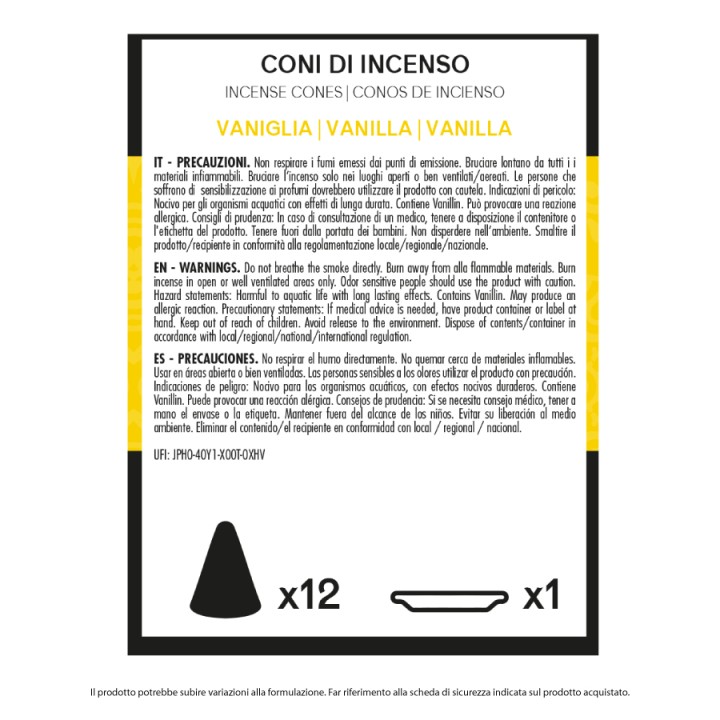 BMZ CONO INCENSO 12 PZ VANIGLIA