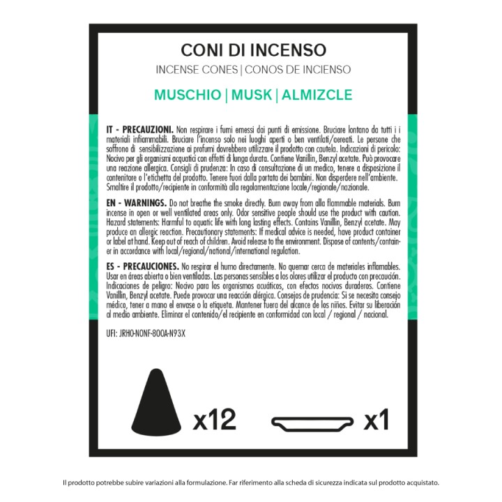 BMT CONO INCENSO 12 PZ MUSCHIO