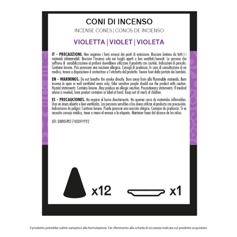 BMZ CONO INCENSO 12 PZ VIOLETTA