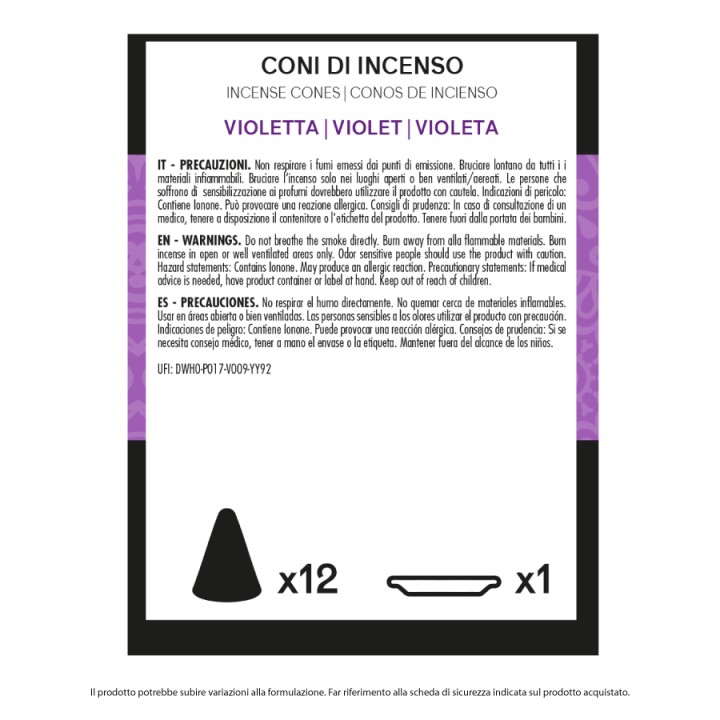 BMZ CONO INCENSO 12 PZ VIOLETTA