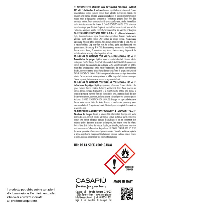 CDV DIFFUSORE IRGE AMB. 125 ML LAVANDA#I C/BASTONCINI