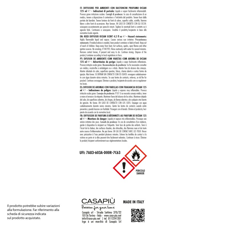 CFG DIFFUSORE IRGE AMB. 125 ML OCEAN C/BASTONCINI