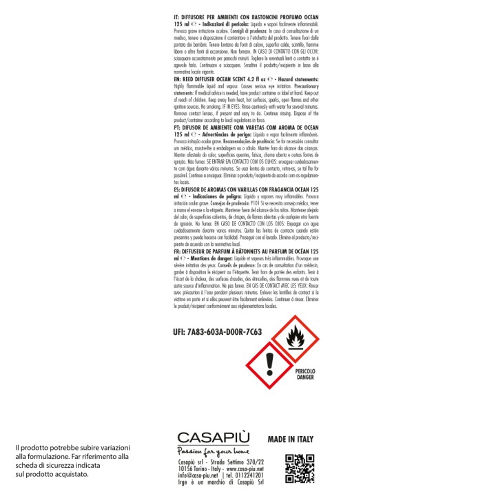 CFG DIFFUSORE IRGE AMB. 125 ML OCEAN C/BASTONCINI
