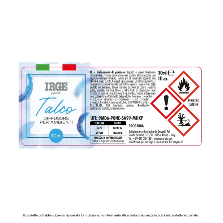 CDC DIFFUSORE AMB. 30 ML TALCO C/BASTONCINI