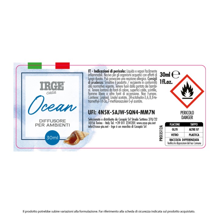 CAZ DIFFUSORE AMB. 30 ML OCEAN C/BASTONCINI