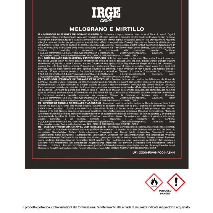 CLL DIFFUSORE IRGE 700 ML MELOGR/MIRT C/BASTONCINI