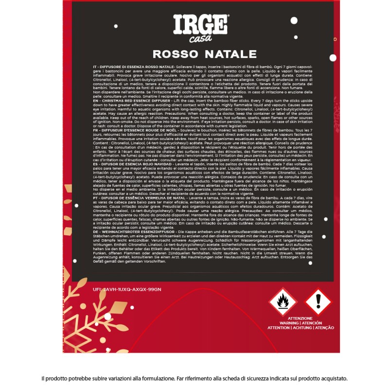BZA DEO DIFF. IRGE 700ML ROSSO NATALE C/BASTONCINI