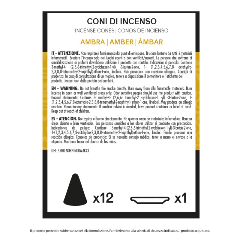 BMK CONO INCENSO 12 PZ AMBER