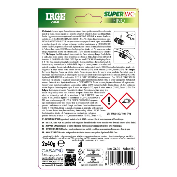 CAE DEO WC GEL GABBIETTA 2x40gr PINO