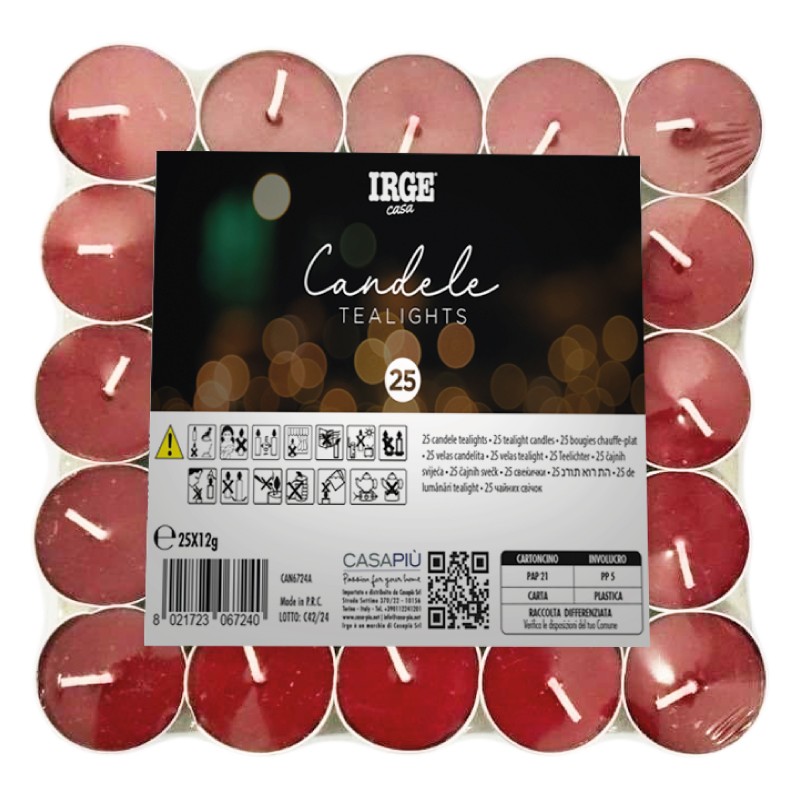 BNA CANDELA 25 TEALIGHTS ROSSE