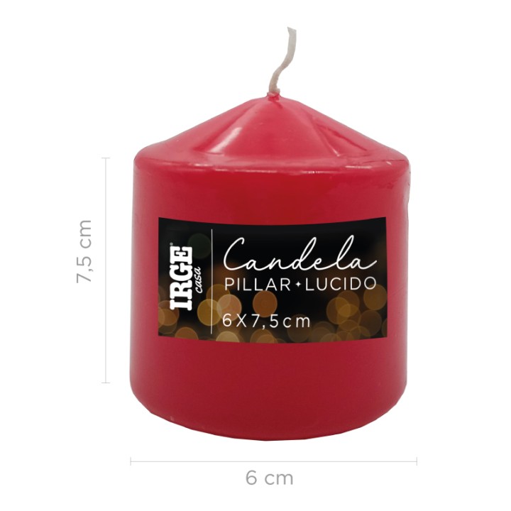 BIA CANDELA PILLAR ROSSO LUCIDO 6X7.5 CM