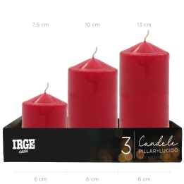 BMA SET CANDELE PILLAR ROSSO LUCIDO 6X7.5/10/13CM