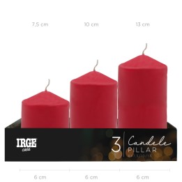 FEZ CANDELE PILLAR ROSSE 6X7.5/10/13CM