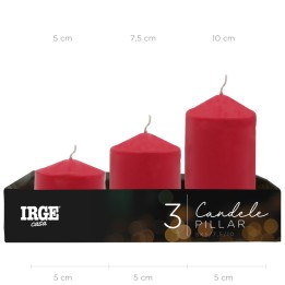 FEU SET CANDELE PILLAR ROSSE 5X5/7.5/10