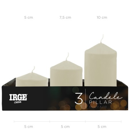 FEO SET CANDELE PILLAR AVORIO 5X5/7.5/10