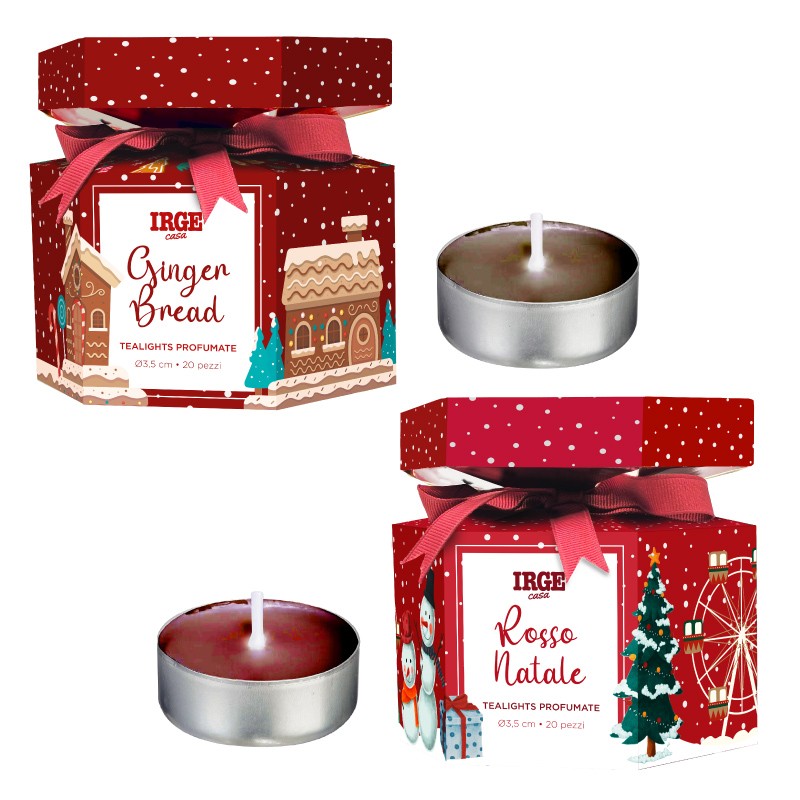 BAA SET CARAMELLA 20PZ TEALIGHTS 10GR ROSSO NATALE - GINGER BREAD
