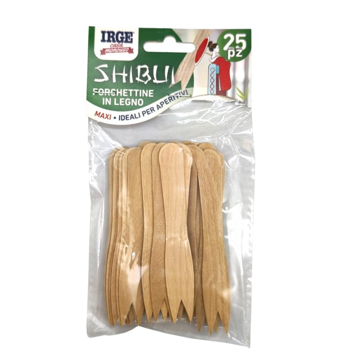 CGF FORCHETTINE APERITIVO LEGNO 25PZ 9,5