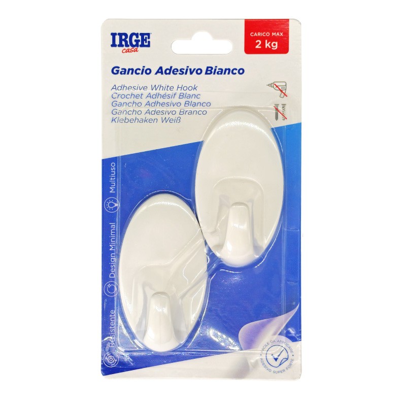 AAH GANCI ADESIVI PLASTICA 2PZ OVALI