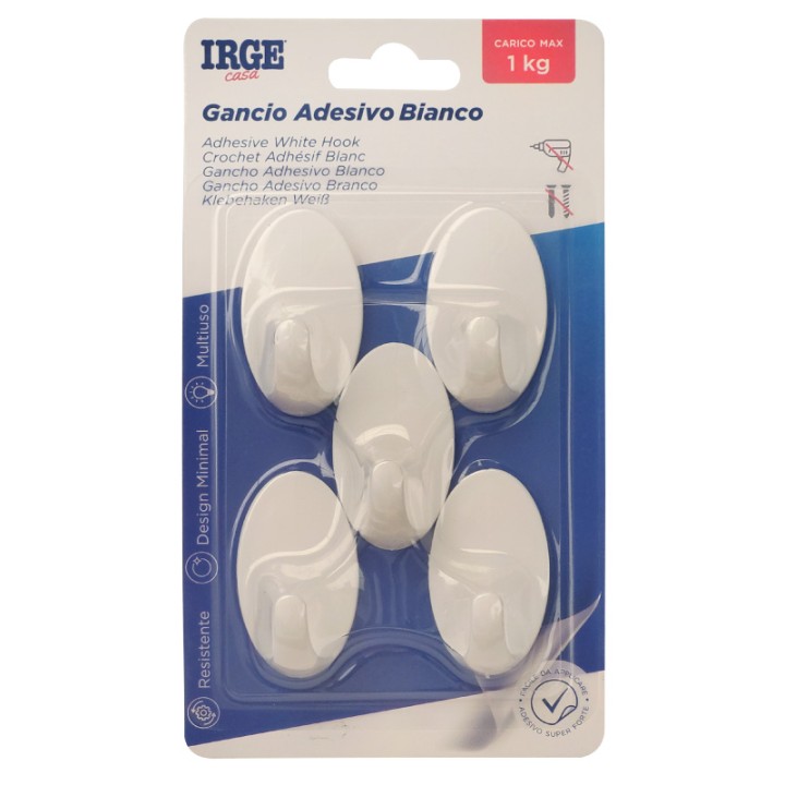 AAI GANCI ADESIVI PLASTICA 5PZ OVALI